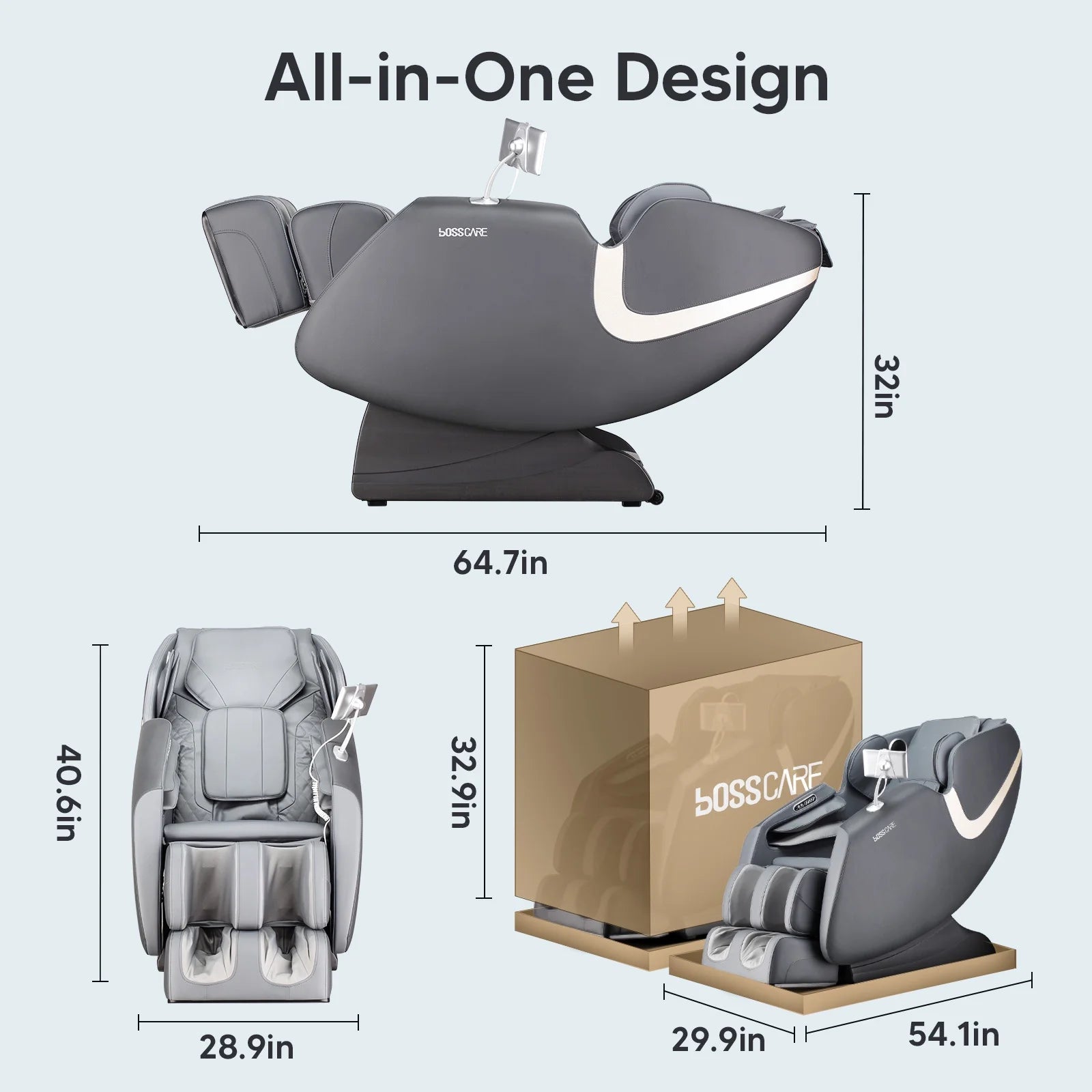 2024 New Massage Chairs with AI Voice Control Shiatsu Recliner Gray