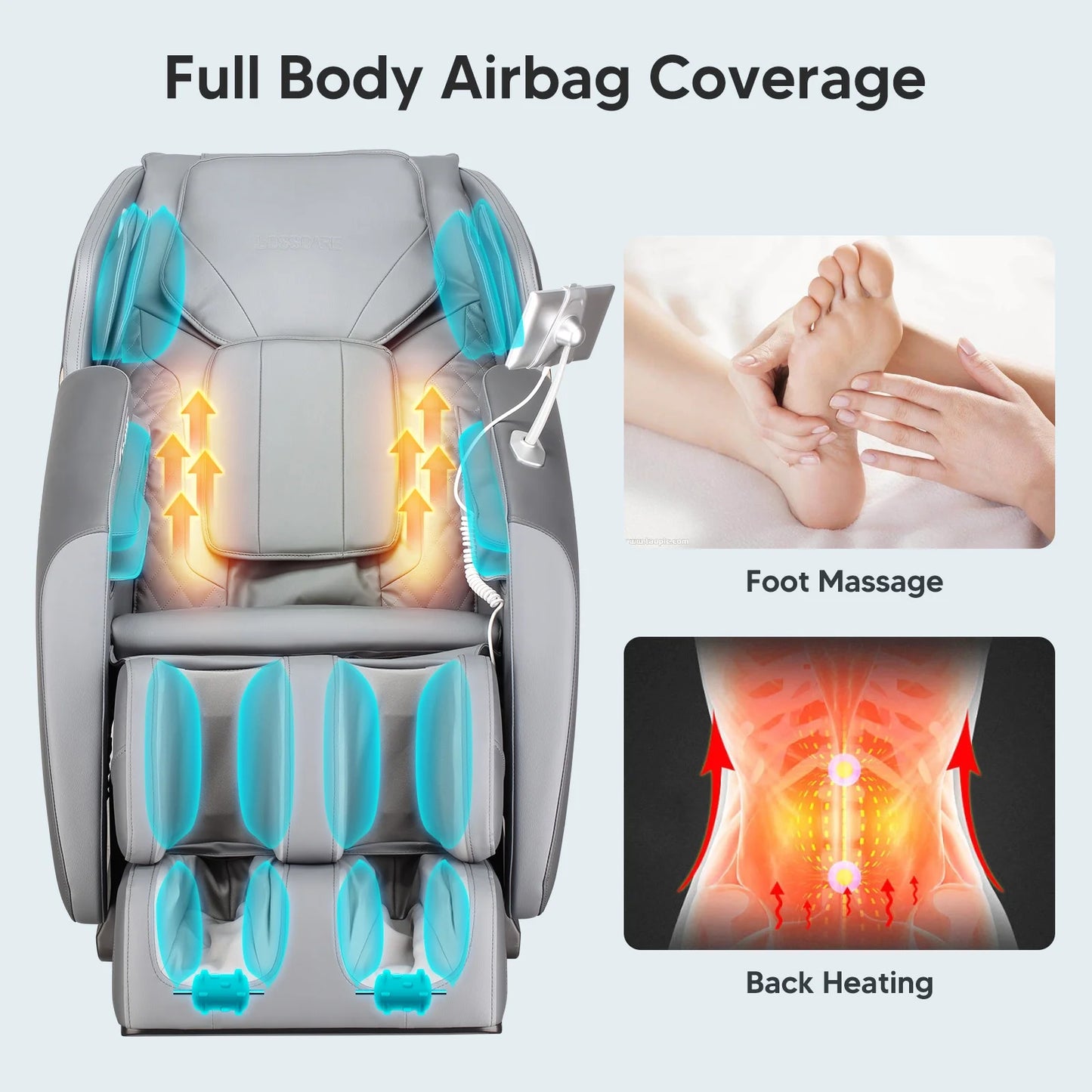 2024 New Massage Chairs with AI Voice Control Shiatsu Recliner Gray