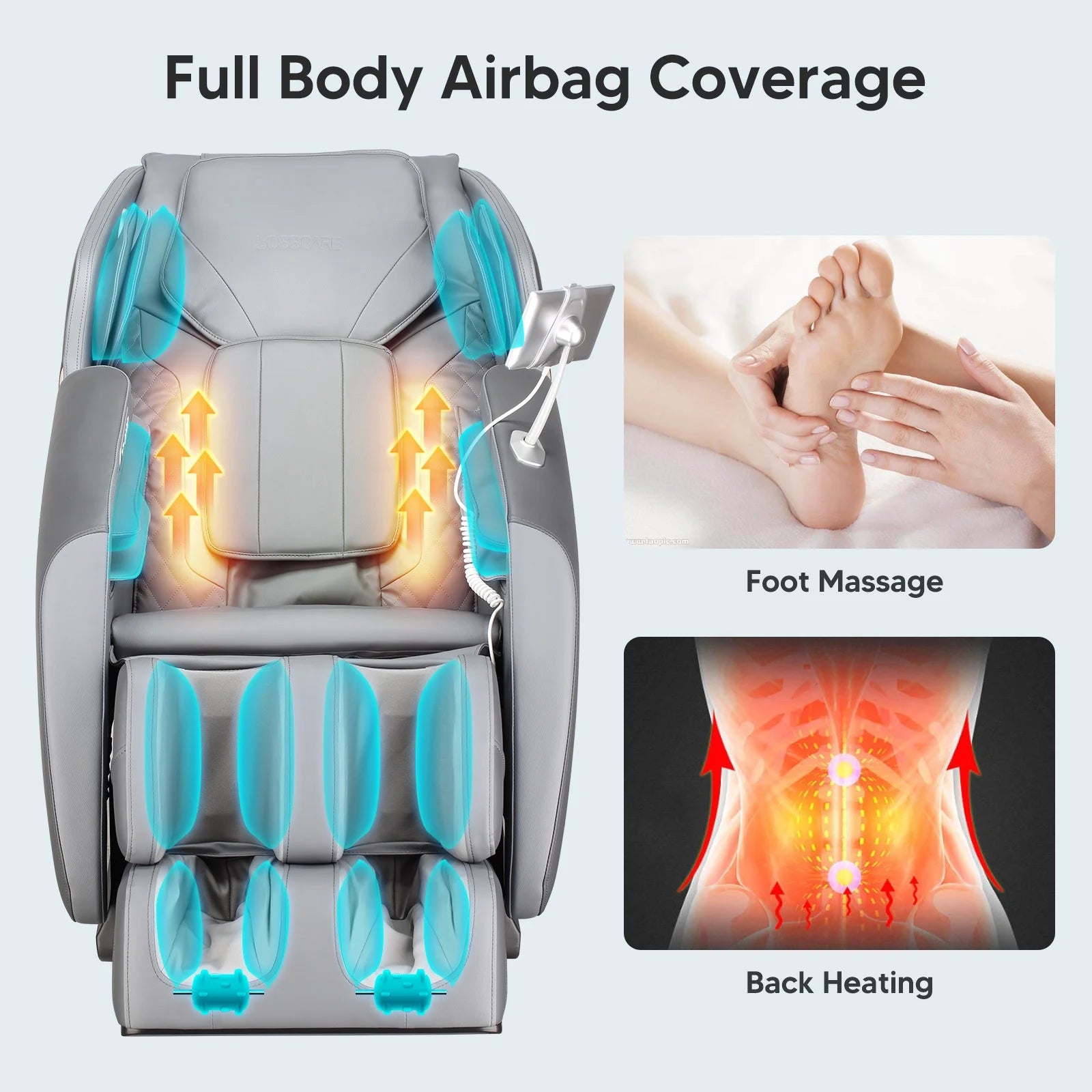 2024 New Massage Chairs with AI Voice Control Shiatsu Recliner Gray