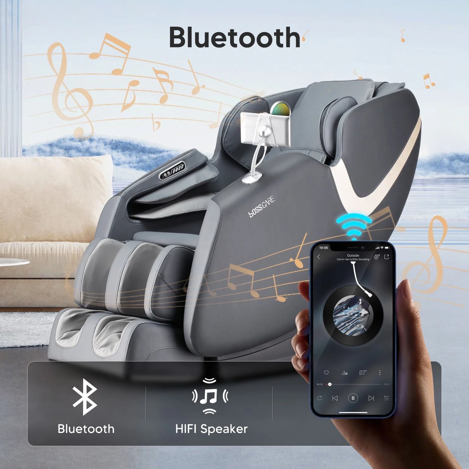 2024 New Massage Chairs with AI Voice Control Shiatsu Recliner Gray